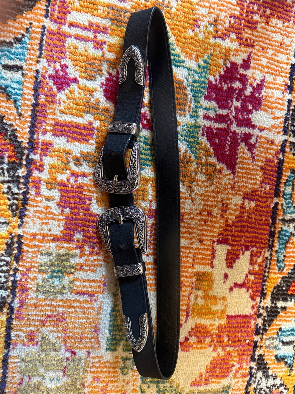 Black Western Double-Buckle Belt